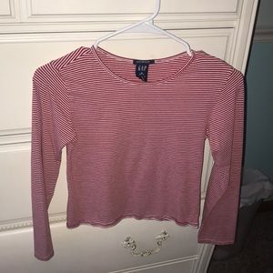 Red and White Striped Long Sleeve Shirt